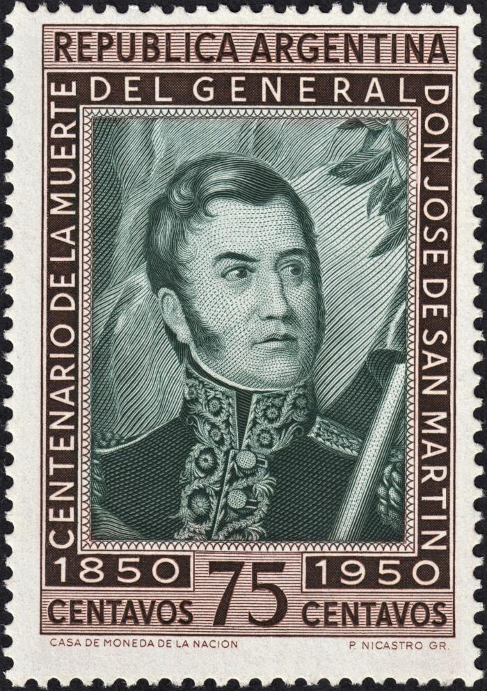 San Martín 75 ctvs. 1850-1950