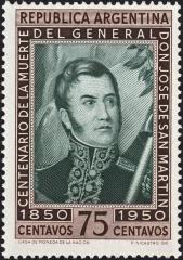 San Martín 75 ctvs. 1850-1950